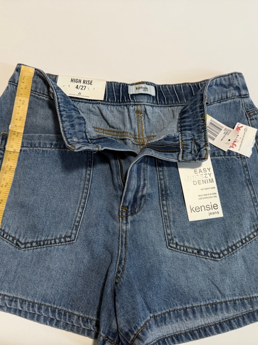 Kensie Relaxed High-Rise Denim Shorts - Blue